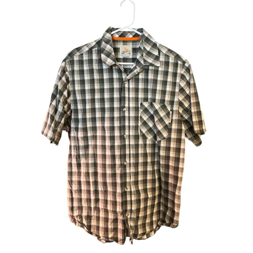 Field And Stream Green & Tan Short Sleeve Checked Shirt Men's‎ Size Medium